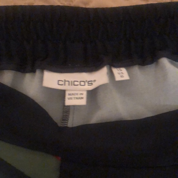 Chicos Tropical Pants. Navy with Bright Tropical Design! - Picture 3 of 6